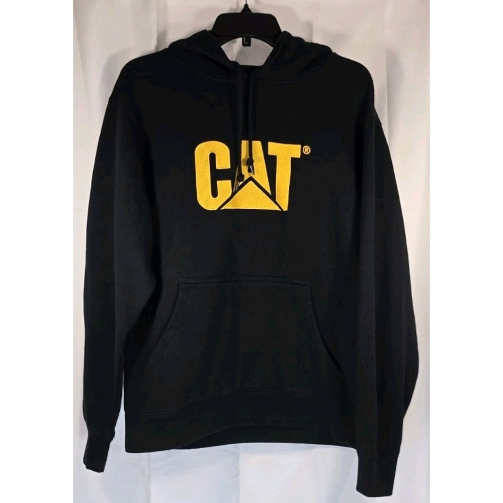 CAT Caterpillar Hooded Heavy Construction Sweatshirt Men's Medium Black Hoodie